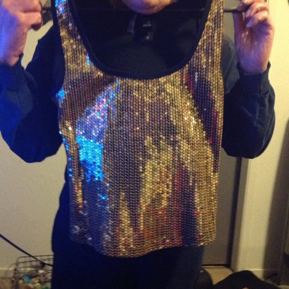 Gold Sequence Tank Top- back is black